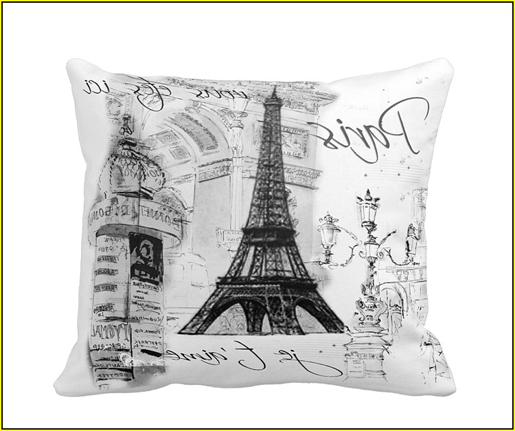 Eiffel Tower Pillows Black And White