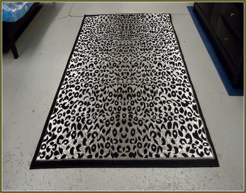 Grey Leopard Print Rug