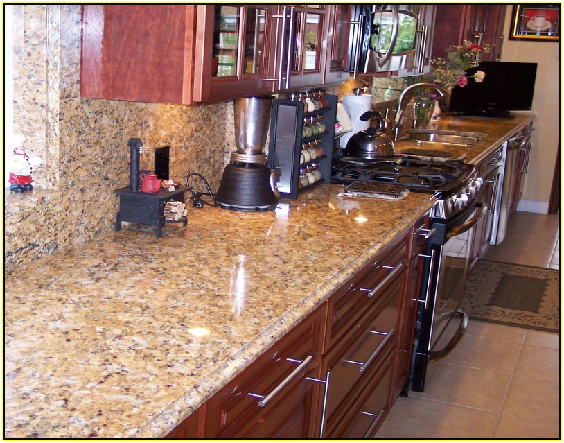 Kitchen With Santa Cecilia Granite Countertops