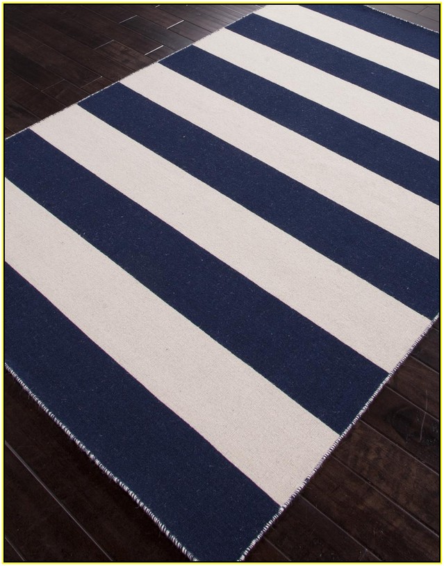 Navy Blue And White Striped Rug