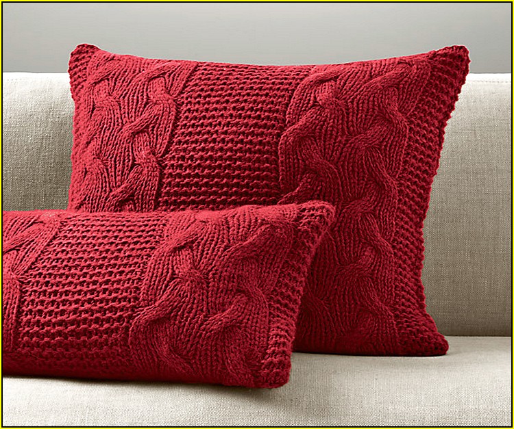 Red Cable Knit Pillow Cover
