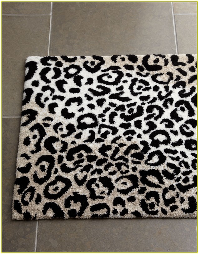 White Leopard Print Rug