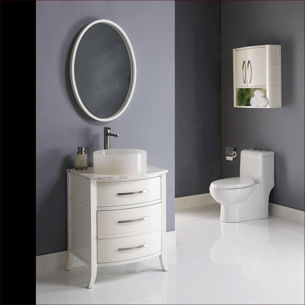 24 White Bathroom Vanity With Marble Top Image