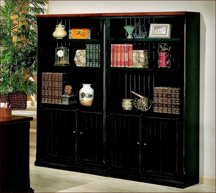 Bookcase With Doors Black