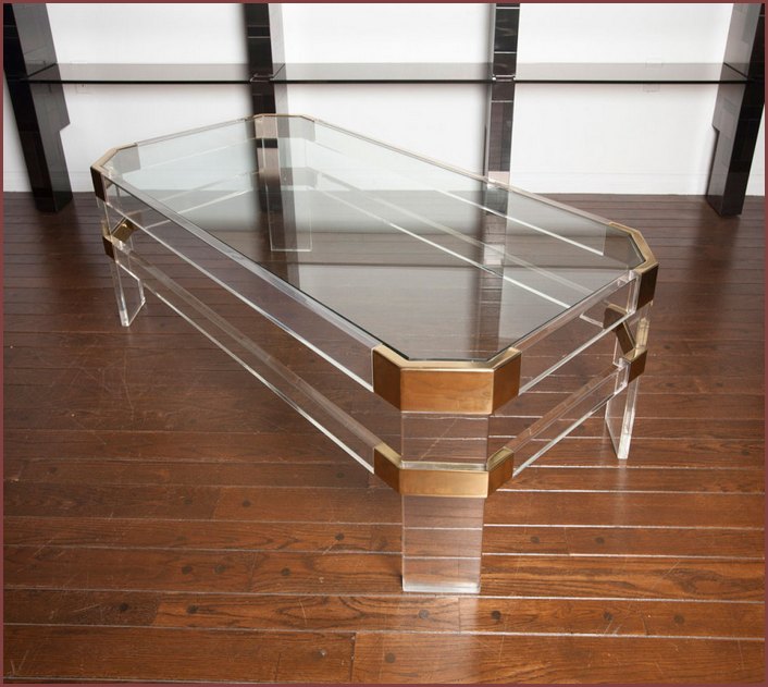 Brass Lucite Coffee Table