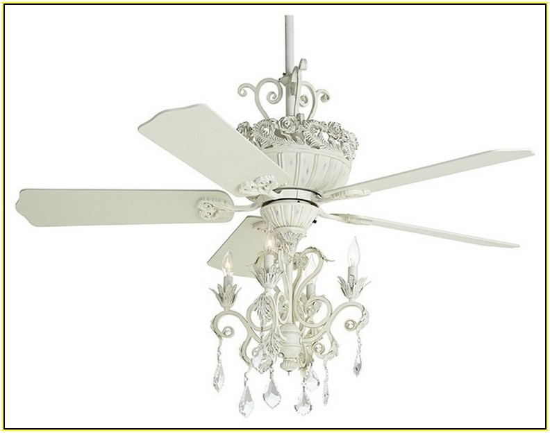 Antique White Ceiling Fan With Chandelier