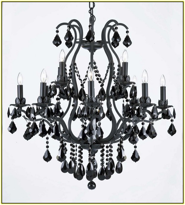 Black Iron And Crystal Chandelier
