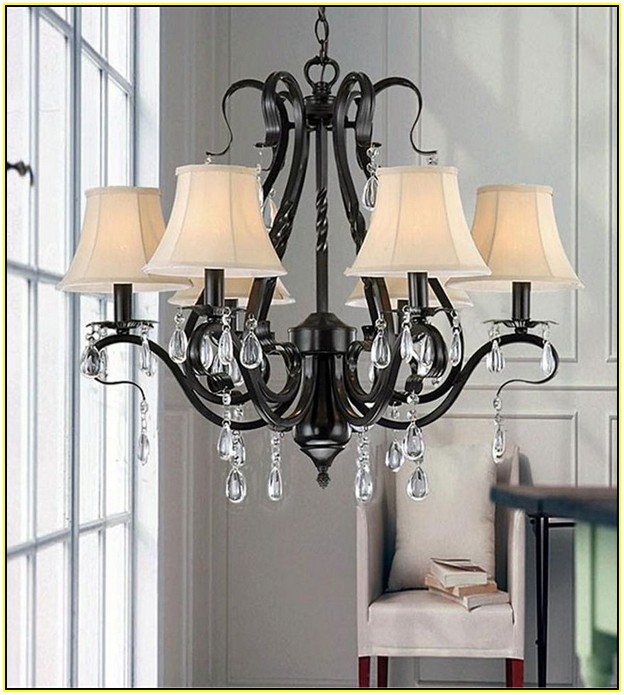 Black Iron Chandelier With Shades