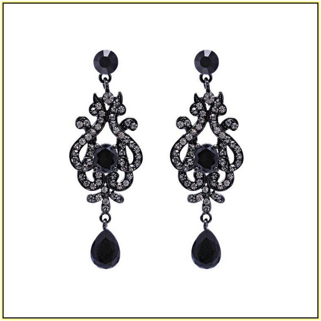 Black Swarovski Crystal Chandelier Earrings