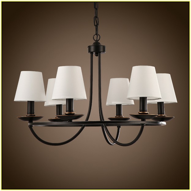 Black Wrought Iron Chandelier With Shades