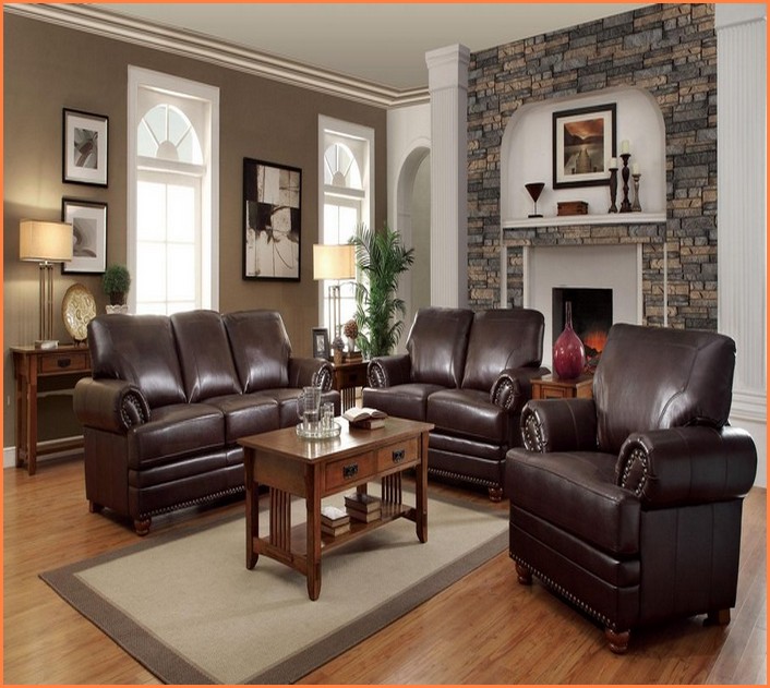 Brown Leather Living Room Furniture