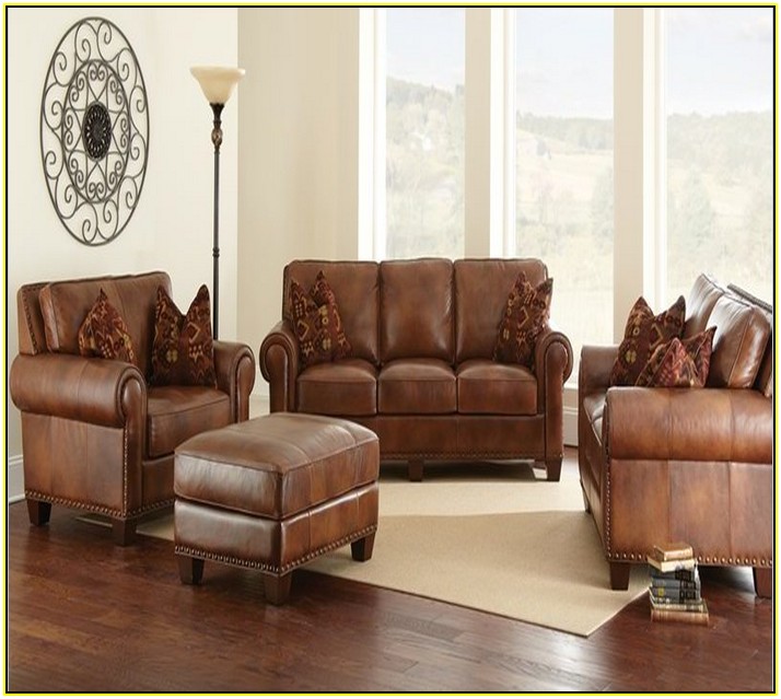 Caramel Leather Sofa Set