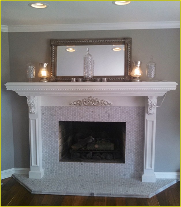 Carrara Marble Tile Fireplace Surround
