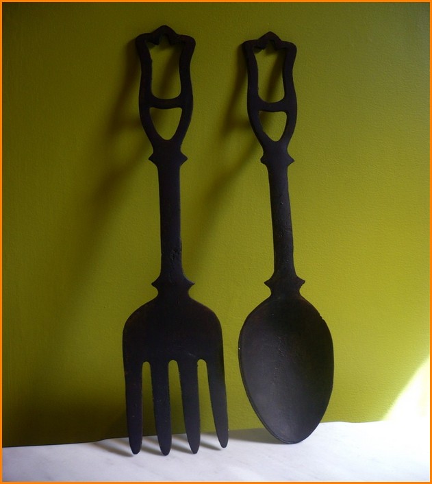 Cast Iron Fork And Spoon Wall Decoration