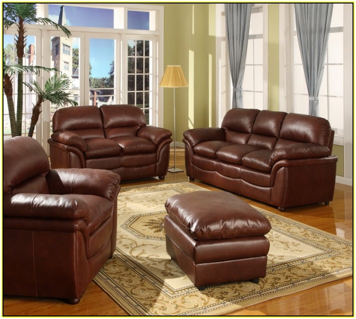 Cognac Leather Sofa Set
