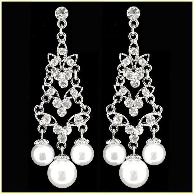Crystal And Pearl Chandelier Earrings