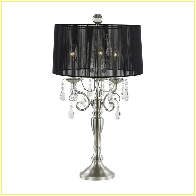 Crystal Chandelier Table Lamp With Drum Shade