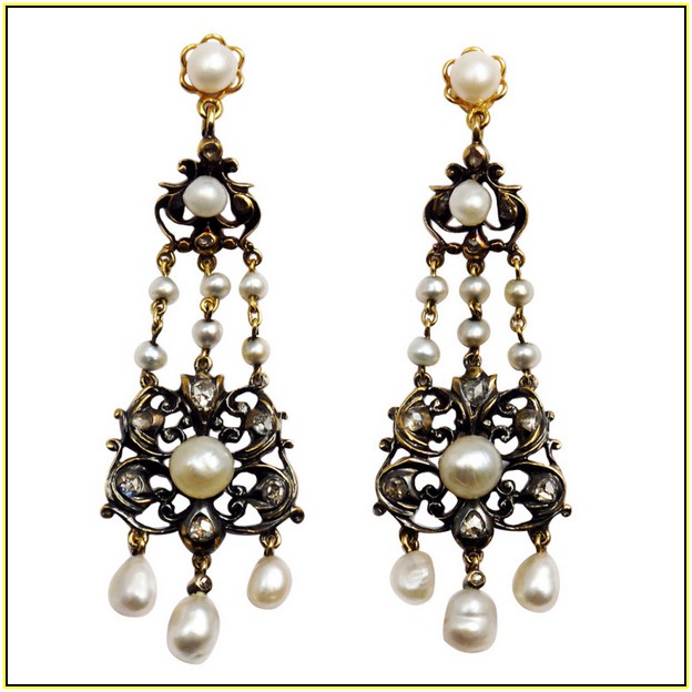 Diamond And Pearl Chandelier Earrings
