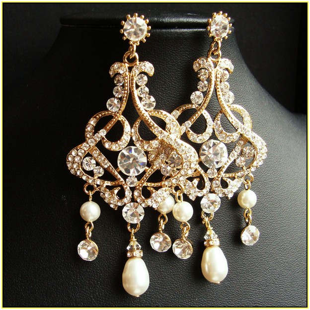 Gold Chandelier Earrings Wedding