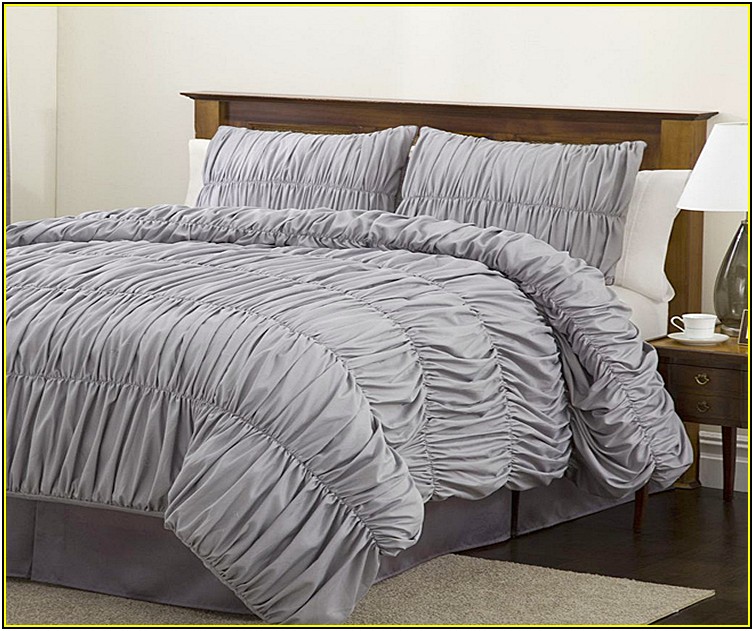 Gray Ruched Duvet Cover