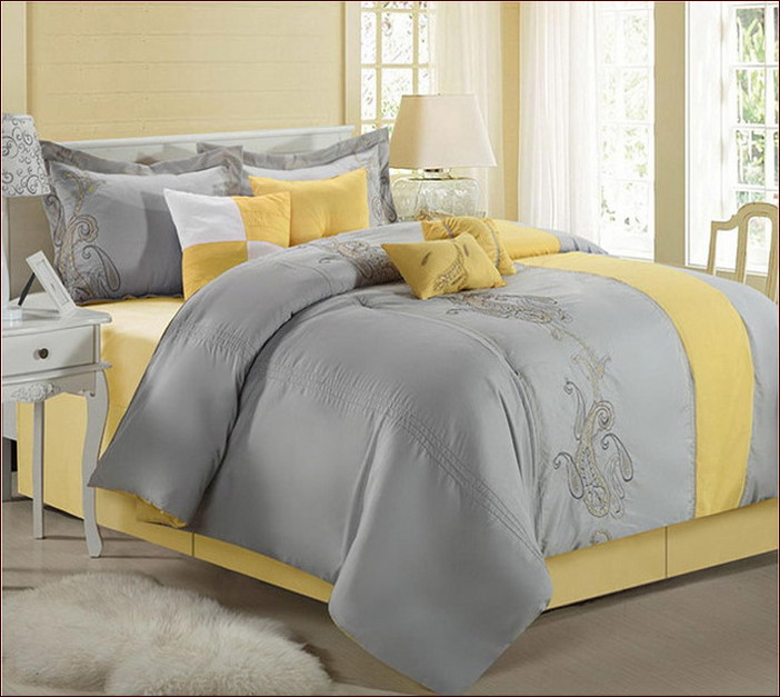 Grey And Yellow Duvet Cover
