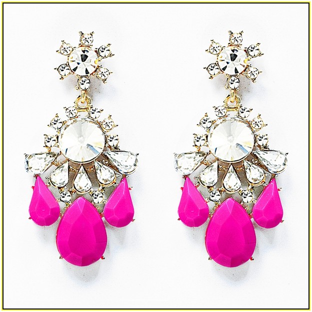 Hot Pink Chandelier Earrings