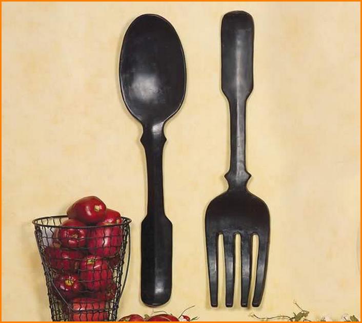 Large Metal Spoon And Fork Wall Decoration