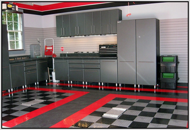 Modern Garage Flooring And Cupboard