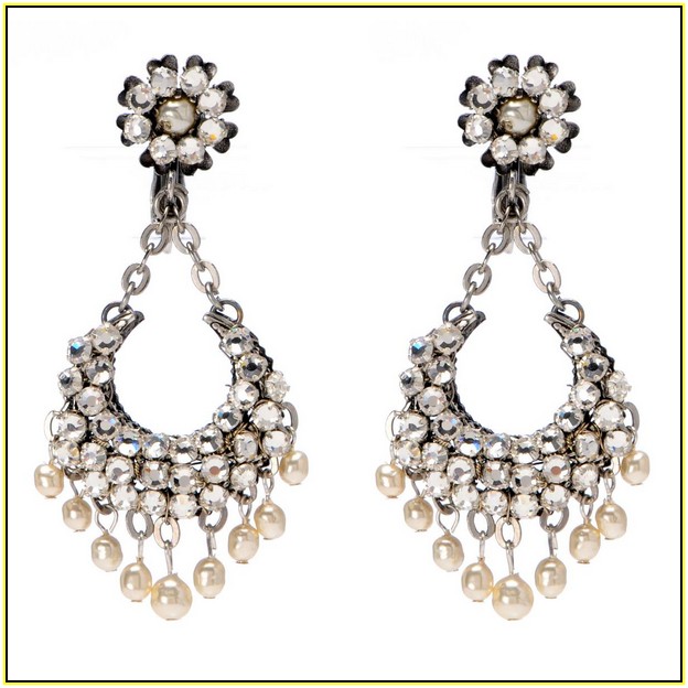 Pearl And Crystal Chandelier Earrings