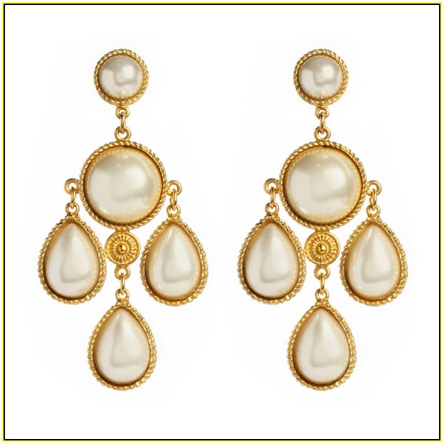 Pearl And Gold Chandelier Earrings