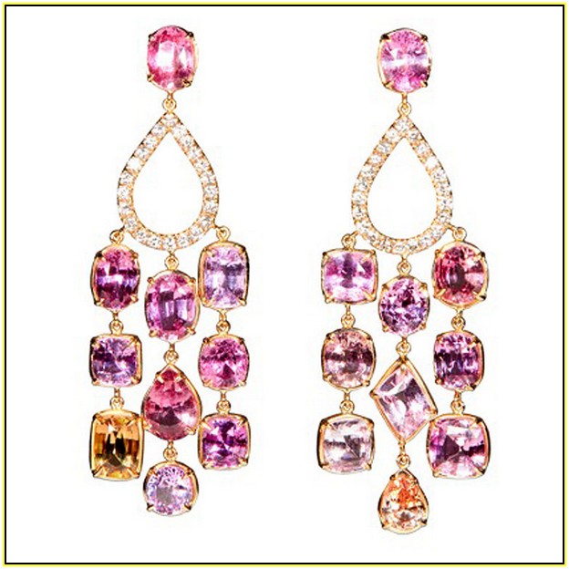 Pink And Gold Chandelier Earrings