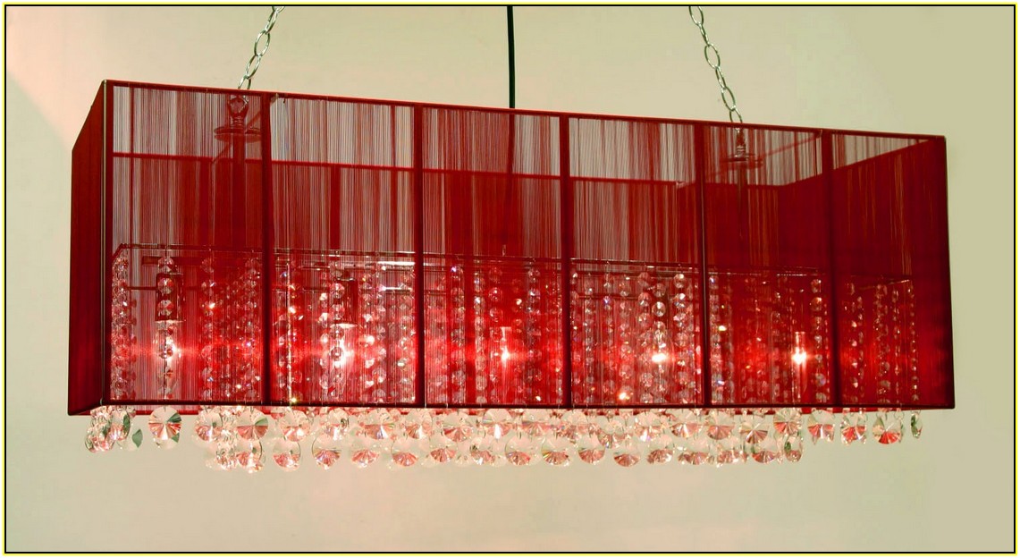 Rectangular Crystal Chandelier With Shade