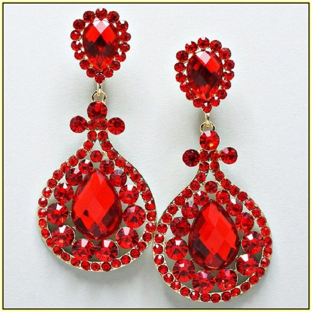 Red Crystal Chandelier Earrings