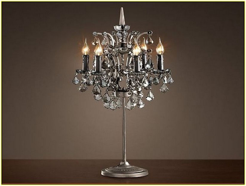 Small Crystal Chandelier Table Lamp