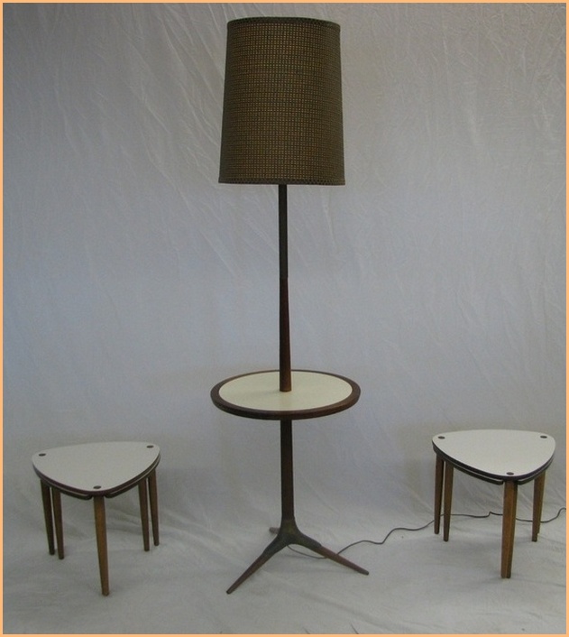 Traditional Floor Lamp With Attached Table