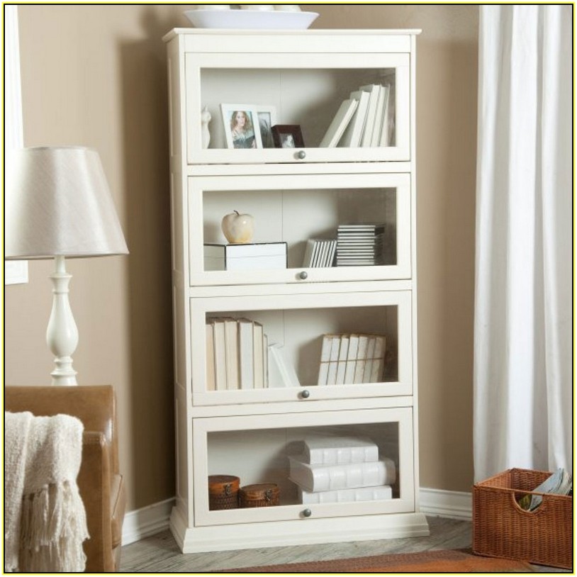 White Bookcase With Glass Doors