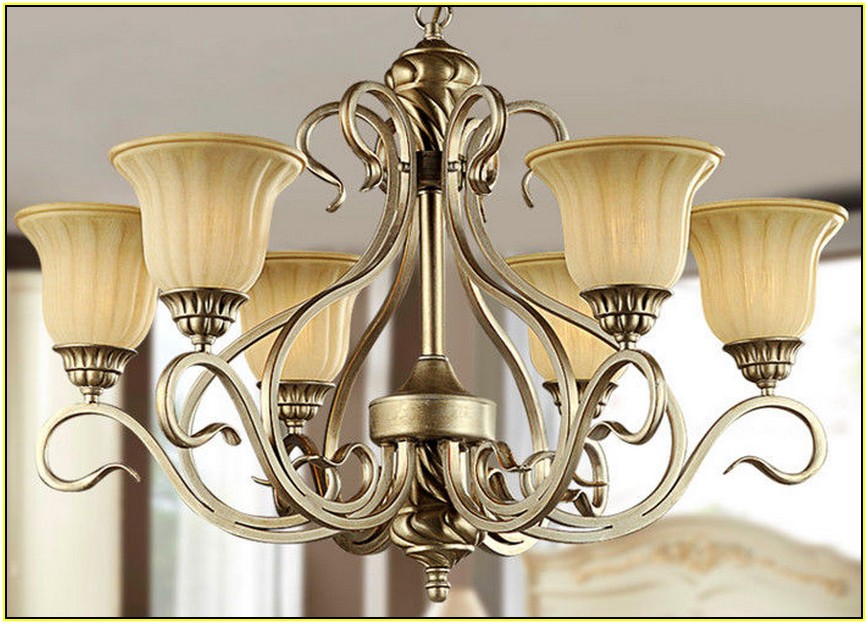 Wrought Iron Chandelier With Shades