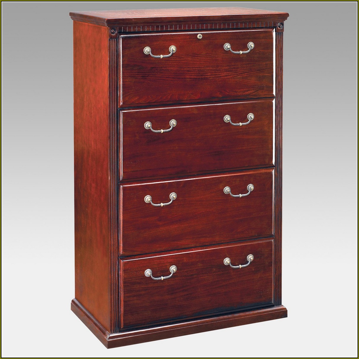 4 Drawer Wood File Cabinet With Lock