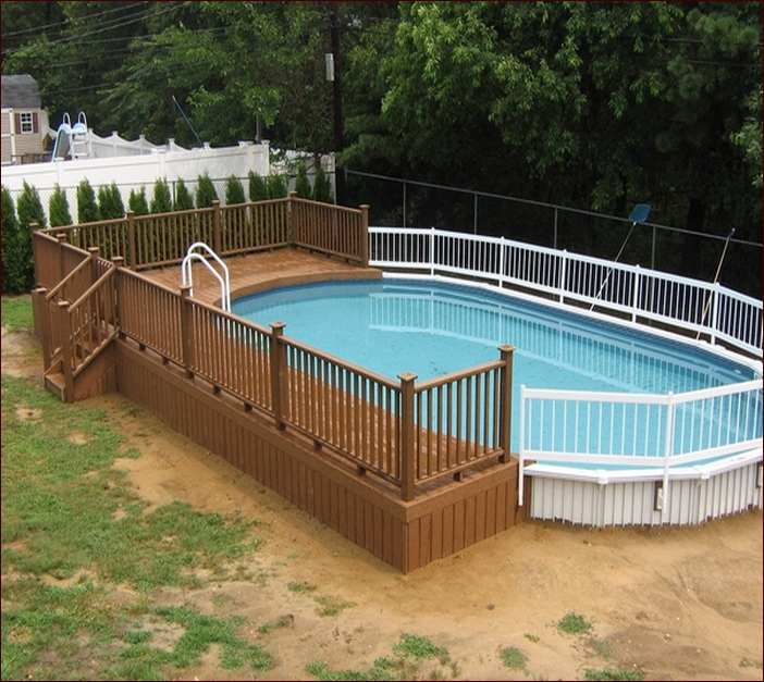 Above Ground Swiming Pool Designs With Decks And Fences