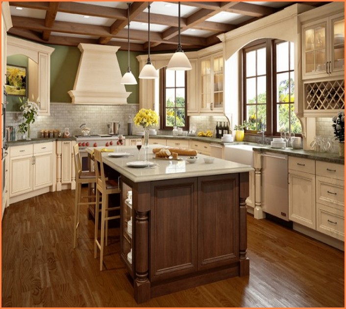 Antique White Kitchen Cabinets With Chocolate Glaze
