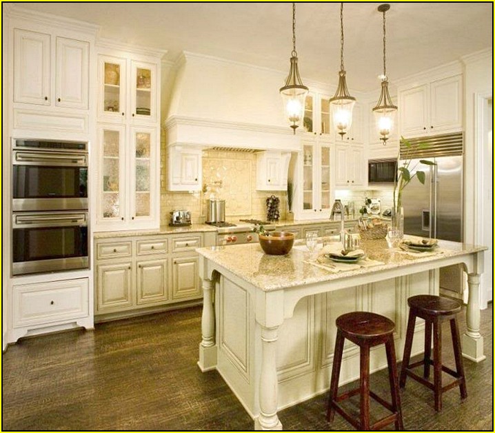 Antique White Kitchen Cabinets With Dark Floors