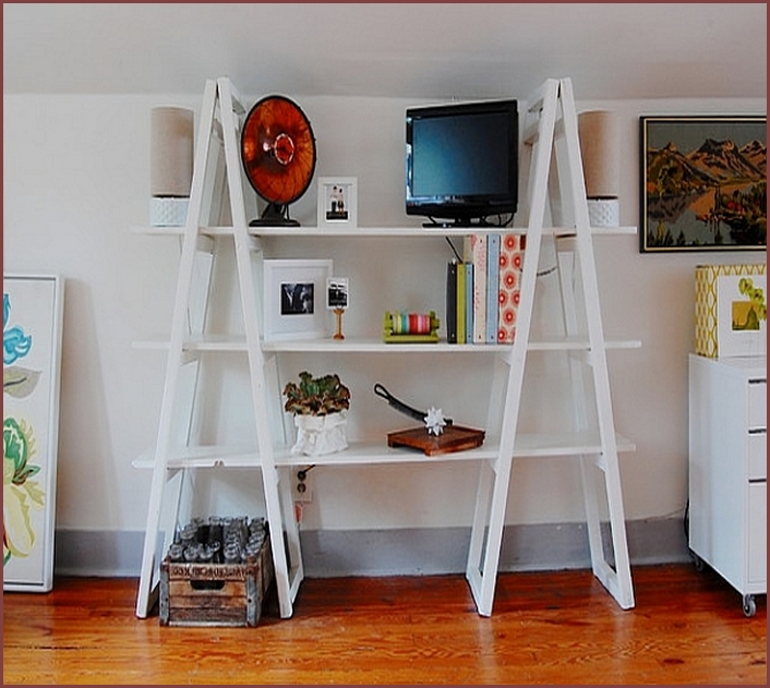 Ladder Style Bookcase White