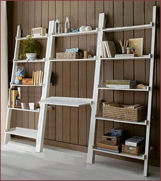 Leaning Ladder Bookcase White