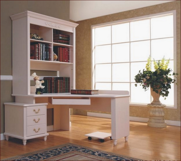 White Desk With Bookcase