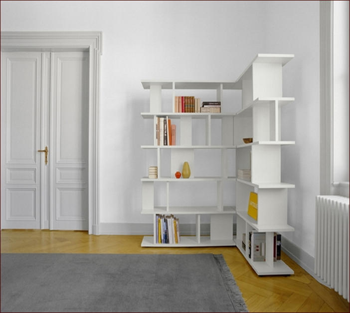 White Corner Bookcase Unit