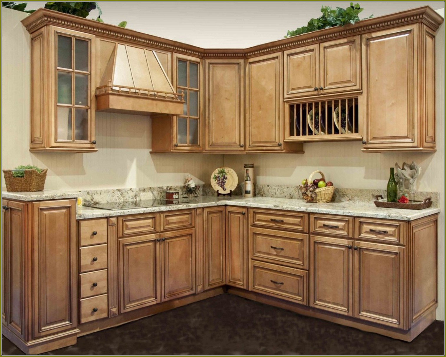 Brown Distressed Kitchen Cabinets