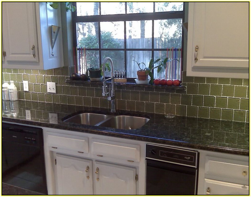 Butterfly Green Granite With White Cabinets