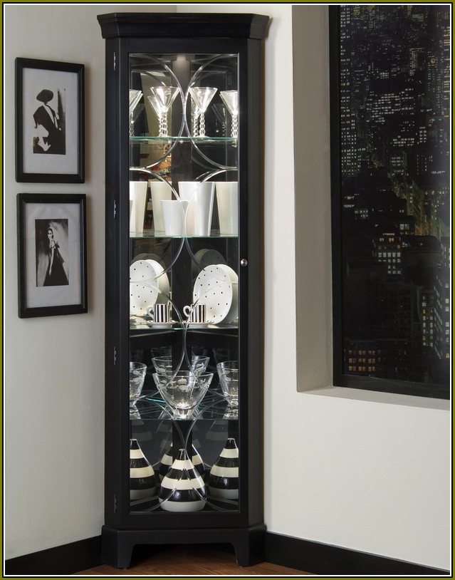 Corner Curio Cabinet Black