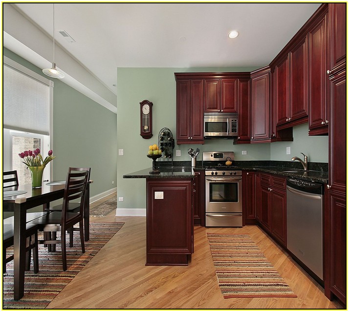 Dark Cherry Kitchen Cabinets Wall Color