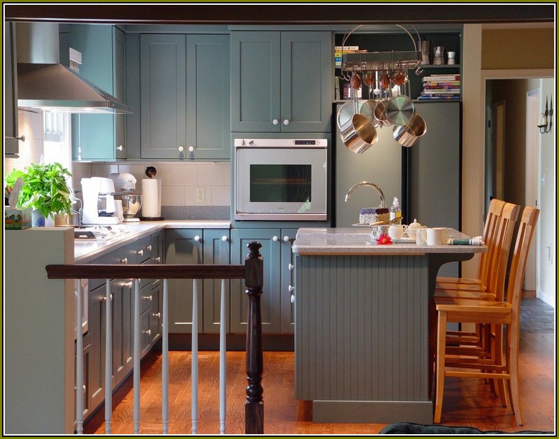 Gray Beadboard Kitchen Cabinets